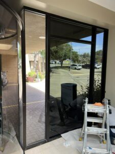 commercial building getting new window tinting