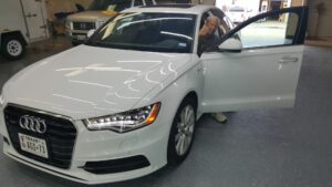 white car with paint protection film